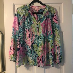 Lilly Pulitzer Elsa Silk Top Let’s Cha Cha